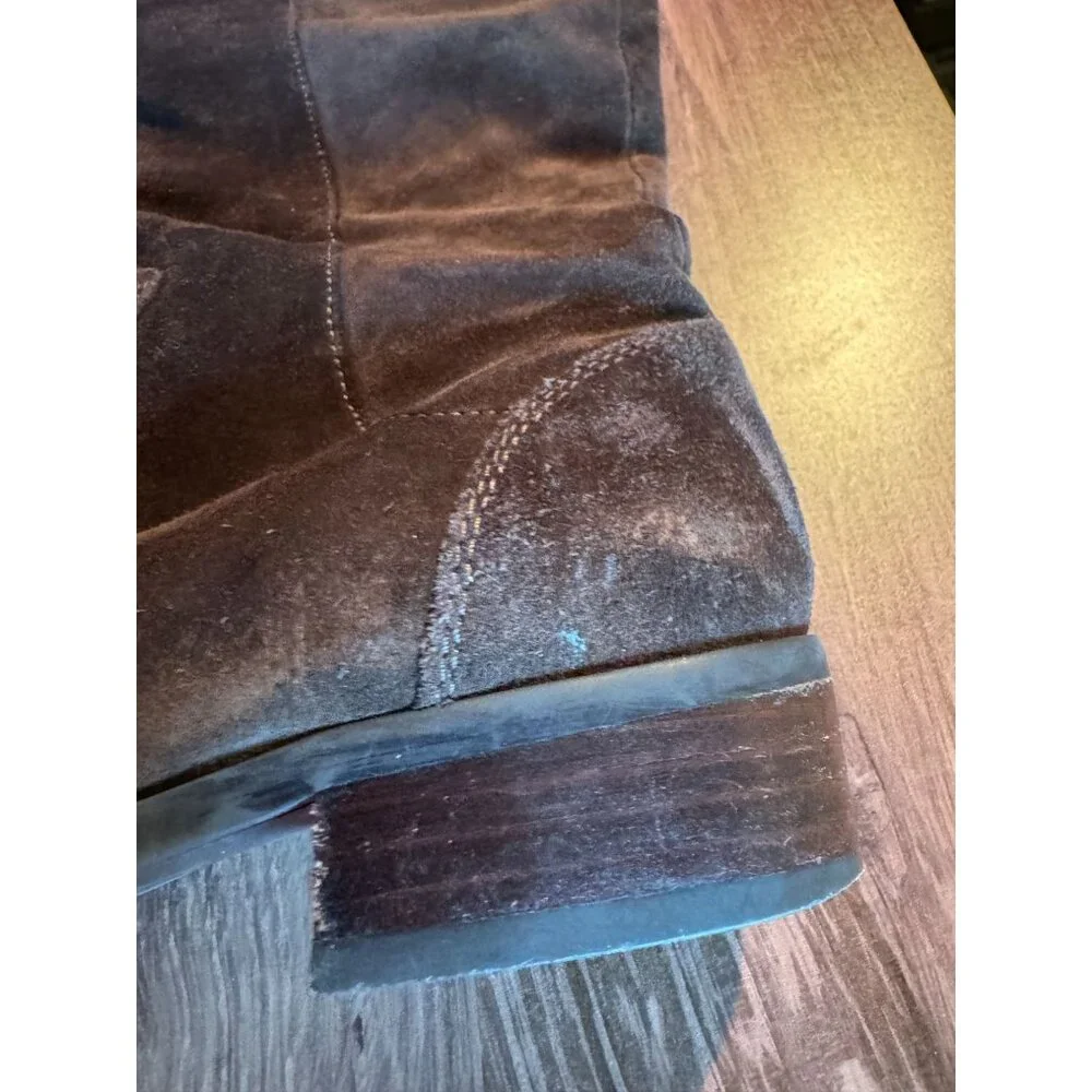 Marc Fisher Brown Leather Faux-Croc Trimmed Boots size 8‎ M